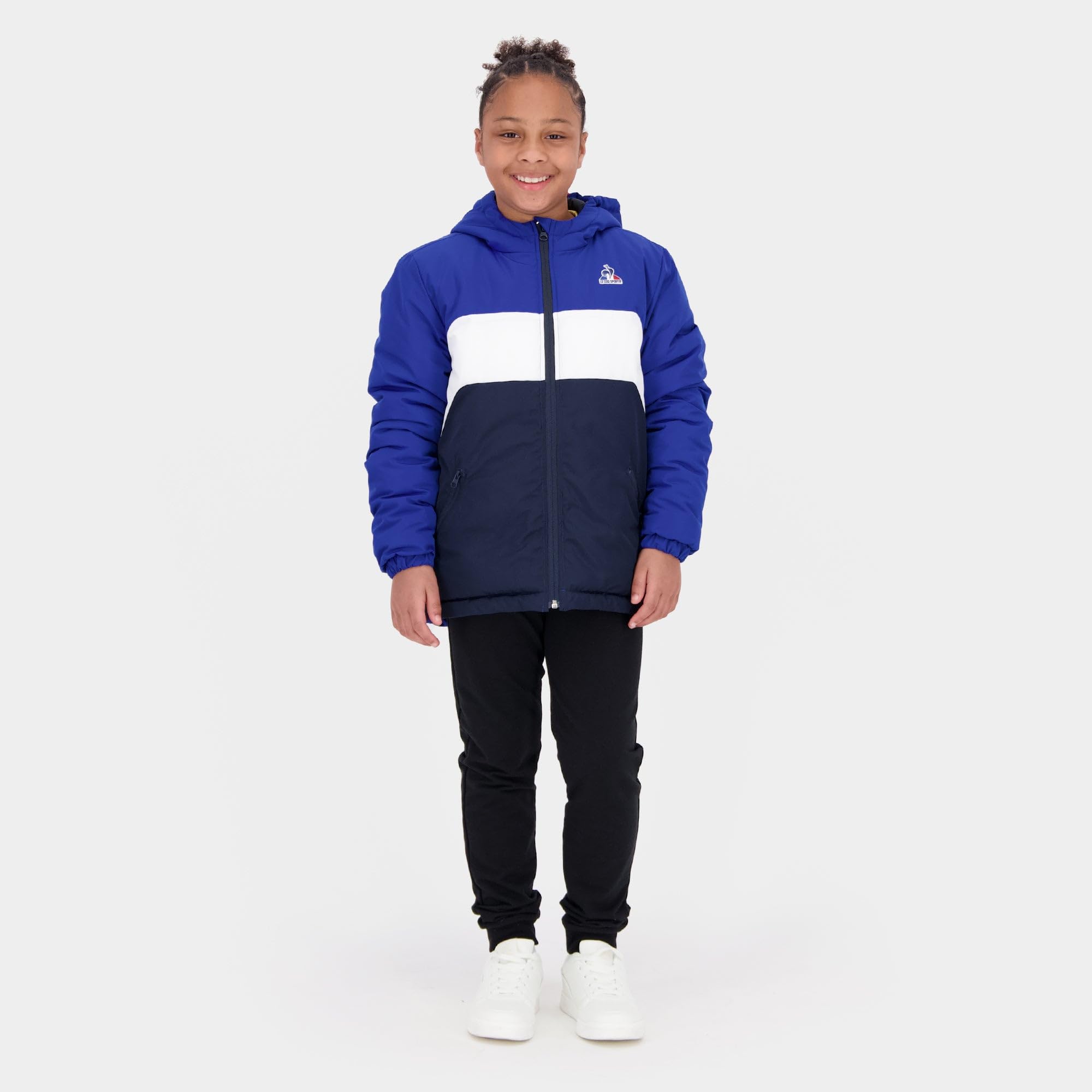 Le Coq Sportif - Ess Piumino Heavy N°1 - Caldo Idrorepellente Foderata con Cappuccio con Zip e Maniche Elastiche per Bambini - 14 Anni - Blu Elect
