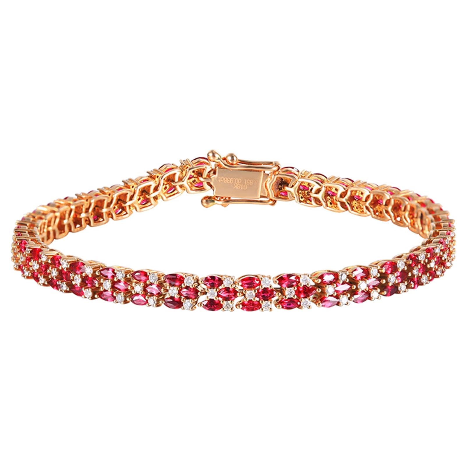 Bransoletki z różowego złota 750/585/375, rubinowa bransoletka 5,85ct 16-20 cm diamentowa, bransoletki dla kobiet ślub