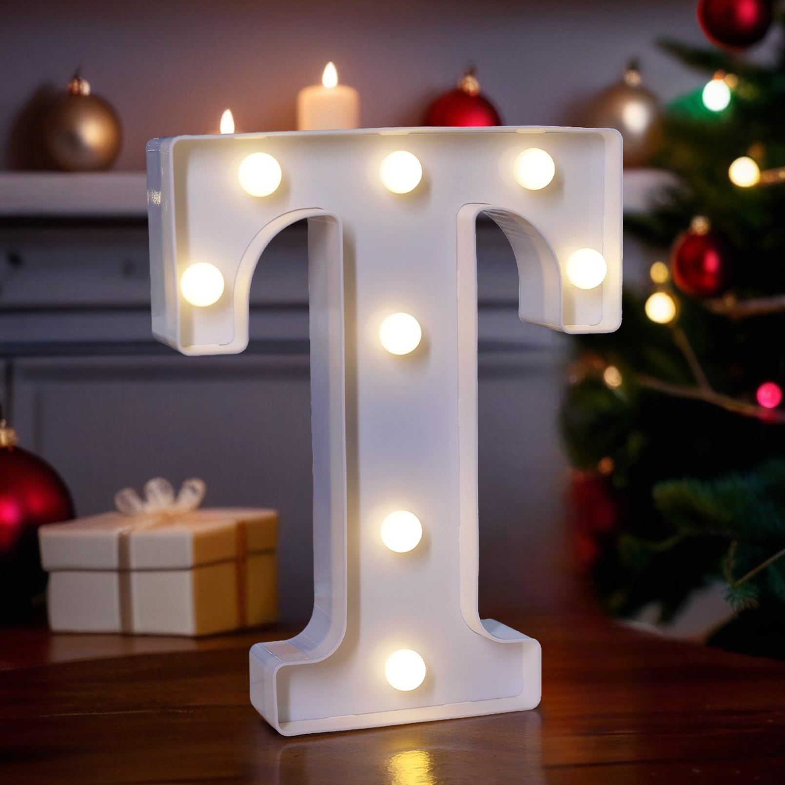Photo 1 of TEHIBIEN LED Light Up Marquee Letters, Battery Powered Decorative LED Letter Lights, Alphabet Light Up Letters for Wedding Birthday Party,Holiday Lamp or Home Bar Decoration (Letter T)