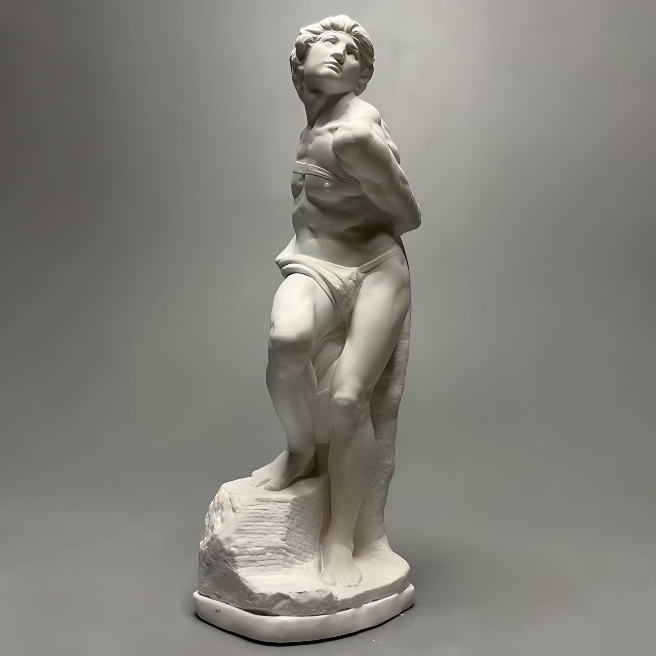 Dytartzx Classical Plaster Male Figure Statue, Renaissance Style Art Study Model & Home Decor Sculpture, Academic Anatomy Reference, Mini European Desk Ornament, 6 Inch