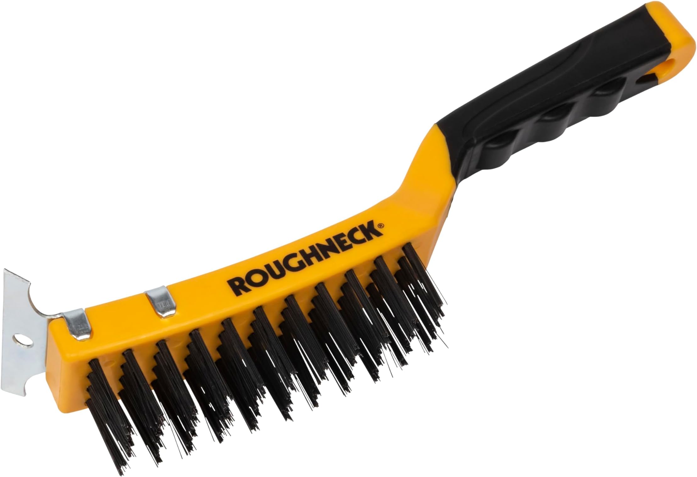 Roughneck ROU52042 Heavy Duty Wire BrRoughneck Heavy Duty Wire Brush with Scraper (300mm) – High-Performance Cleaning Tool with Carbon Steel Bristles & Soft Gripush With Scraper