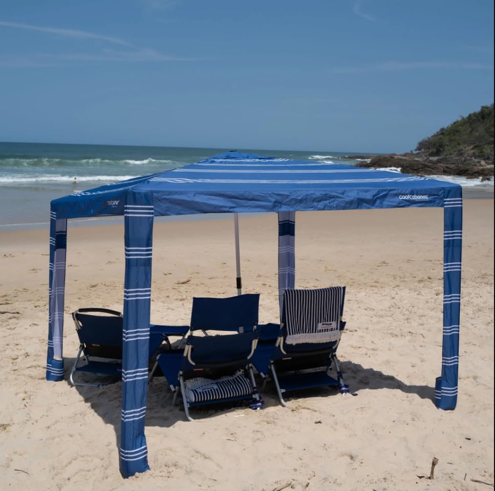 Photo 1 of  CoolCabana Beach Shade Tent - Easy Setup, UPF 50+ Protection, Large & Medium Sizes, Compact & Wind Resistant - Beach Cabana for The Whole Family - Coronado Navy, Medium 