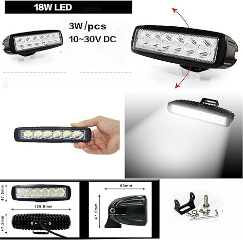 Miniatura 3 de Yibid Faro de trabajo LED de 18W para motocicleta, luz delantera antiniebla para Honda Yamaha Suzuki Bobber Cafe Racer Cruiser ATV, embarcaciones,