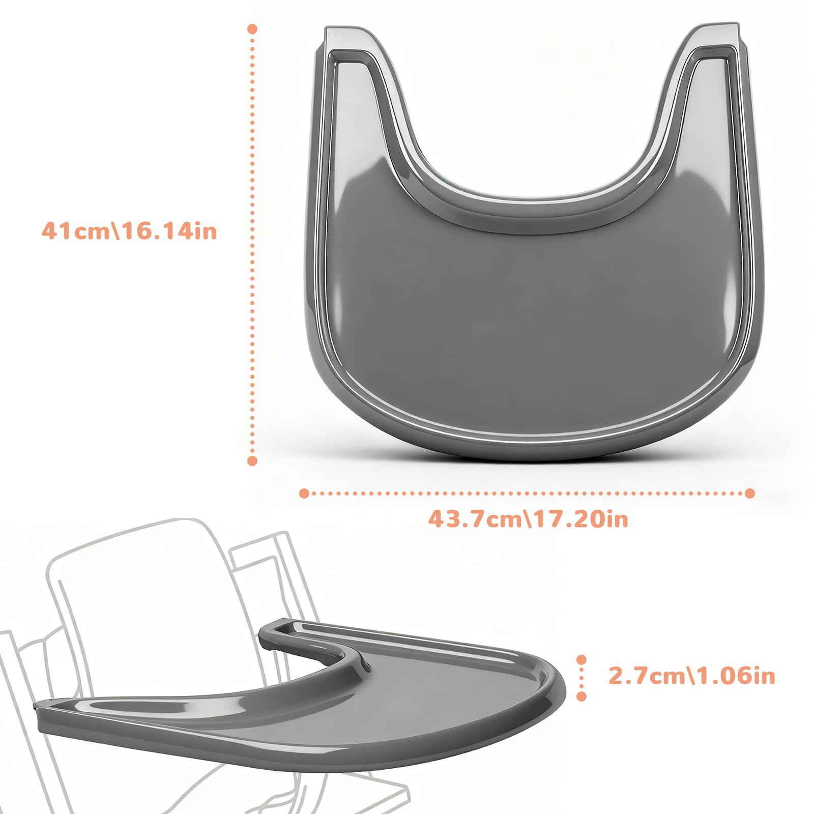 Tray Compatible with Stokke Tripp Trapp Chair, Smooth Surface and Strong Suction, 100% BPA-Free - Image 2