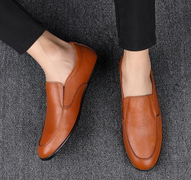 Mens Slip On Loafers Comfortable Driving Lightweight Breathable Shoes Leather Casual Shoes for Business Office Work Wedding2
