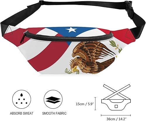 Miniatura 2 de Riñonera cruzada con bandera mexicana estadounidense con correa ajustable para hombres y mujeres