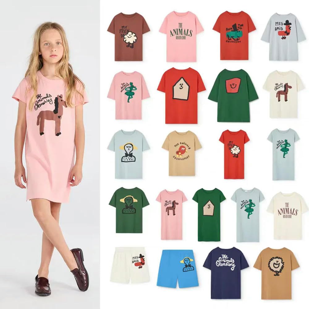 Camiseta y Shorts para niños JJDFW, Estampado Rojo de Verano, Vestido de Moda para niñas, Dibujos Animados, Lindos Tops de Manga Corta para niños y niñas