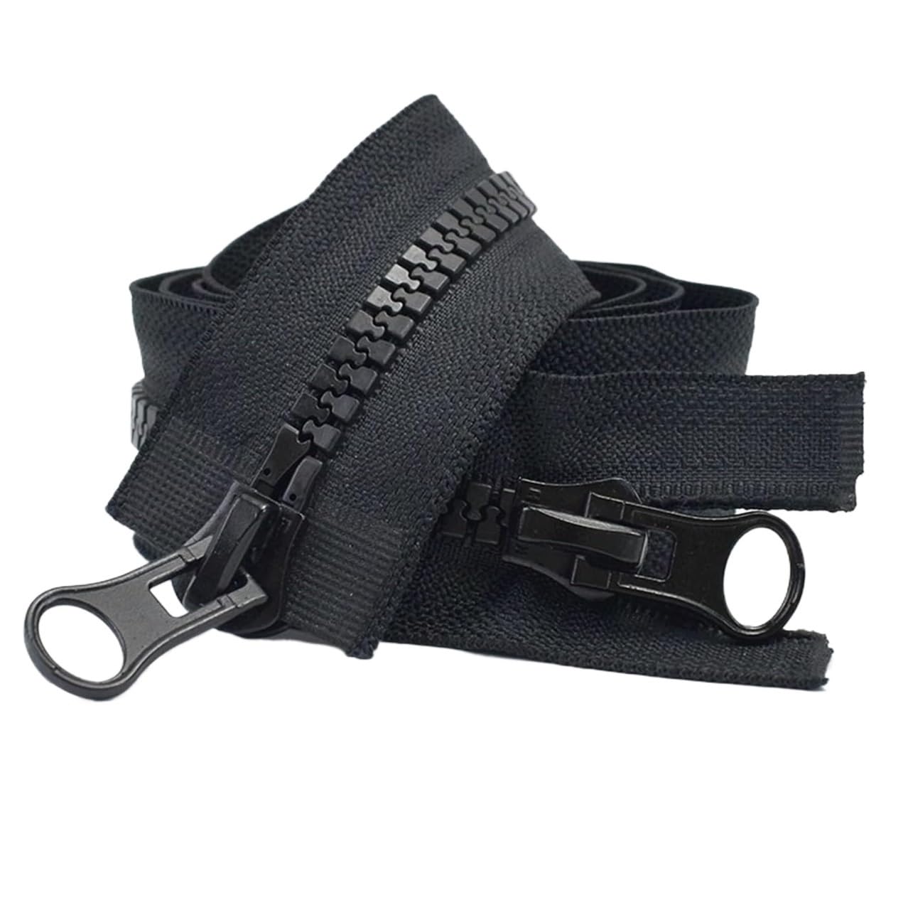 Exquisite Zipper, Resin Open-Ended Zips 8# 40-150cm Double Sliders Open End Zip Jacket Coat Tent Black Zippers Sleeping Bags Tent DIY Sewing Clothing Accessories(Black,40CM)