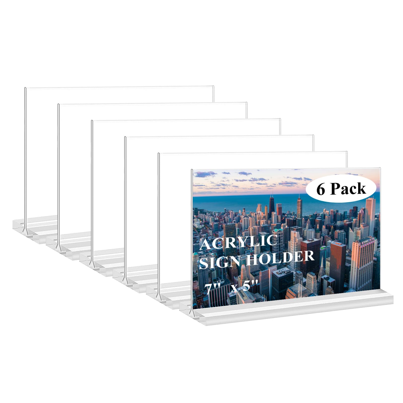 Photo 1 of AbriStadt Acrylic Sign Holder 5x7 Inches, 6 Pack, Clear Table Display Sign Stand, Horizontal