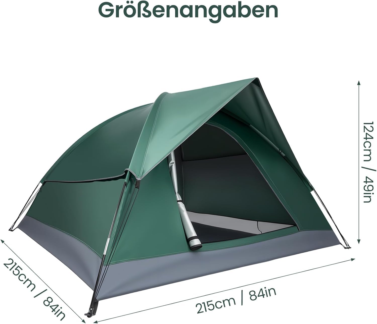 Kuppelzelt 2-3 Personen Camping Zelt Wasserdicht Winddicht Ultraleicht Trekkingzelt Schnellaufbau Outdoor Zelt mit Fiberglasstangen & Belüftung für Camping Wandern Festival