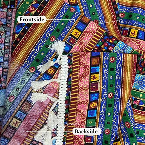 Stacypik 2 Panels Geometric Boho Semi-Blackout Curtains For Living Room,63 Inches Long Room Darkening Curtains Rod Pocket Bunt Orange Striped Curtains Tassel Privacy Light Filtering Drapes For Bedroom #TOP4