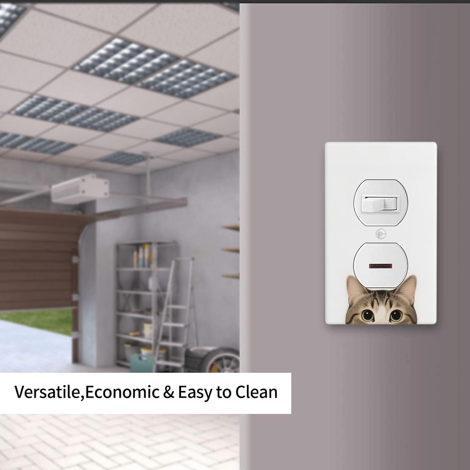 Cat Single Duplex Receptacle Outlet Cover Wall Plate Decorative 1 Gang Light Switch Covers Electrical Switchplate Home Decorate Faceplat for Bathroom Bedroom Kitchen Room 4.5 x 2.76 Inch
