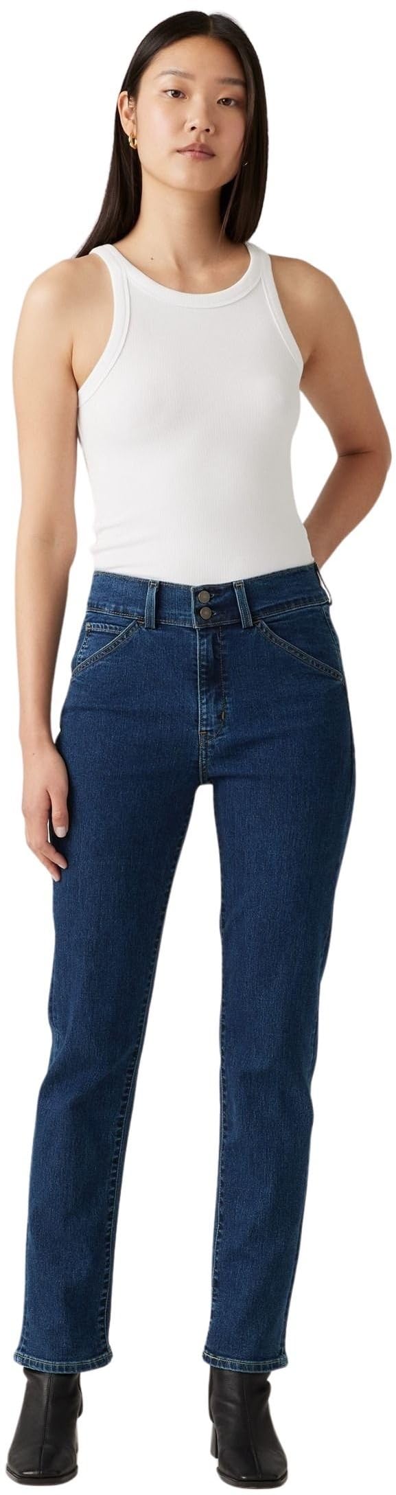 Levi's Women's Seams To Work - Blue Jeans Tailored 724 High Rise, Straight Fit, Blue (Seams To Work), W25/L30