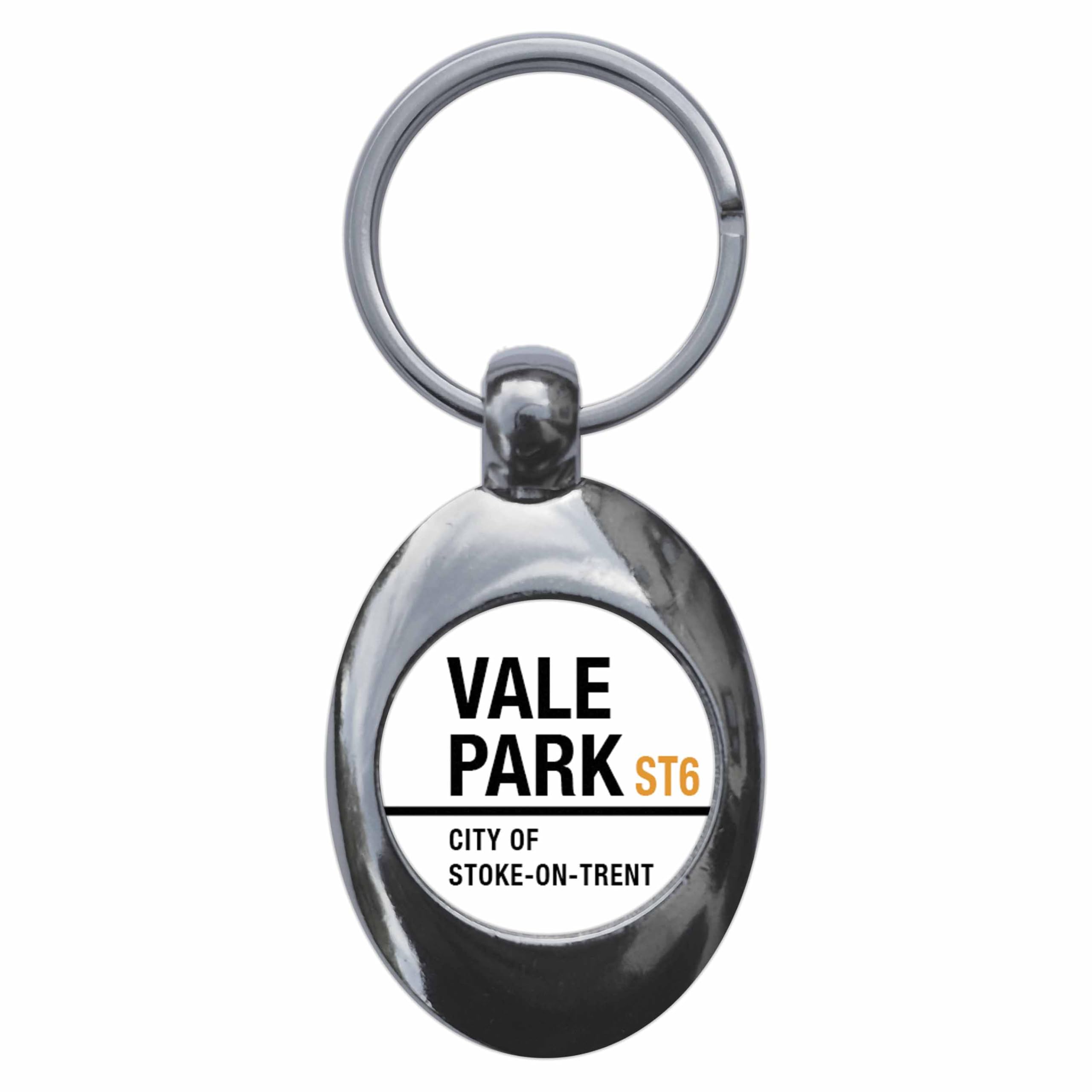 Ozorath Vale Park ST6 Port Stoke Road Sign Keyring Keychain Key Ring Chain With Trolley Coin