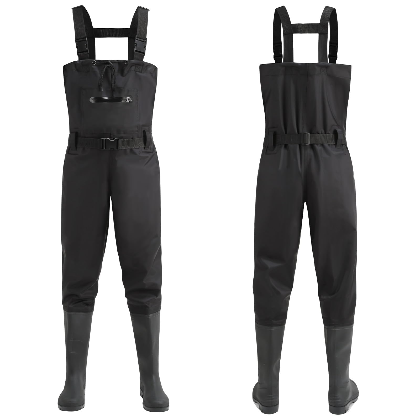 Waders pour homme et femme - Épaissir - Pantalon de pêche avec bottes, cuissardes - Poches de poitrine - Bretelles réglables - Waders en nylon - Pantalon de pêche