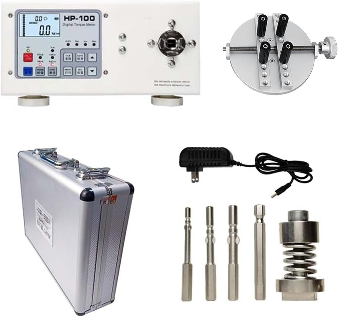 Professional Bottle Cap Torque Meter with Test Fixture, 50N·m Digital Torsion Tester, 10‑160mm Universal Clamp, Portable Torque Gauge for Bottles of Various Shapes & Sizes HP300