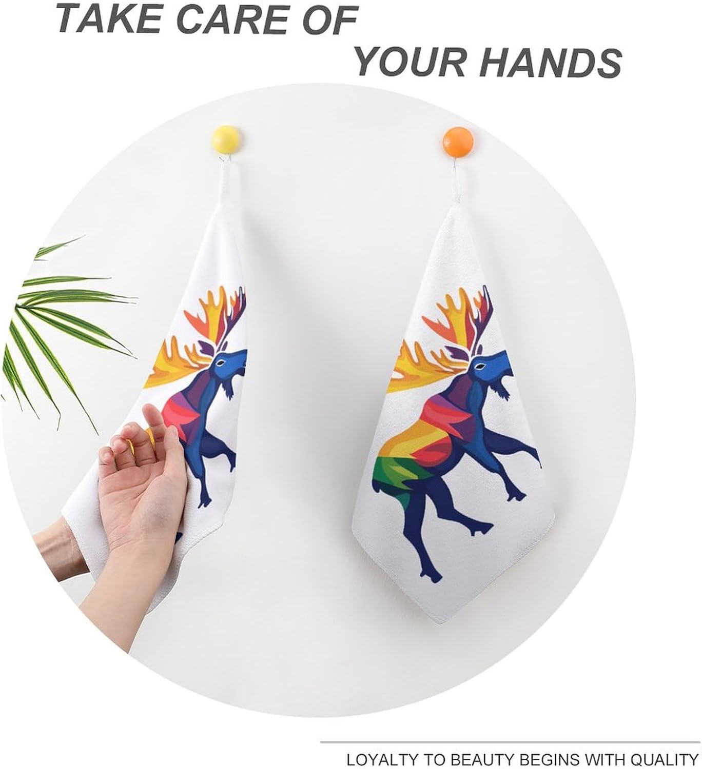 Colorful Canadian Moose Towel Hand Towels Decorative Towel for Bathroom Kitchen Shower Gym 4PCS