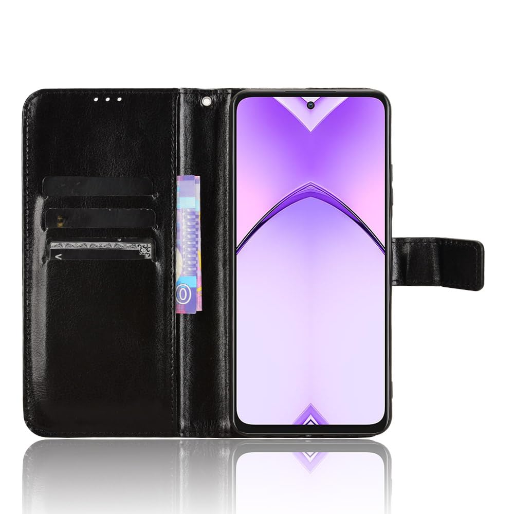 zZjoOoj Custodia per OPPO A80 5G, Portafoglio in Pelle con Chiusura Magnetica e Supporto, Nero