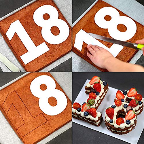 EORTA 0-8 Numeral Cake Tins Molds 10 Inch Arabic Number Cake Maker Decorative Fillings Layered Cake Baking Tools for DIY Wedding Birthday Anniversary, White