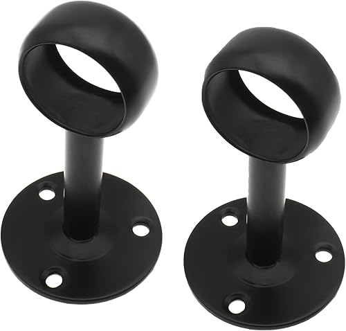 GWAYN - 2 barras de cortina de acero inoxidable de 1 pulgada, soporte de montaje en techo, color negro, soporte para barra de cortina
