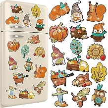 Copkim 16 Pcs Fall Thanksgiving Diamond Art Painting Magnet Kit Fall Theme Thanksgiving Gnome Fridge Magnet Refrigerator Sticker Diamond Painting DIY Art Craft for Beginners Adults Autumn Decor