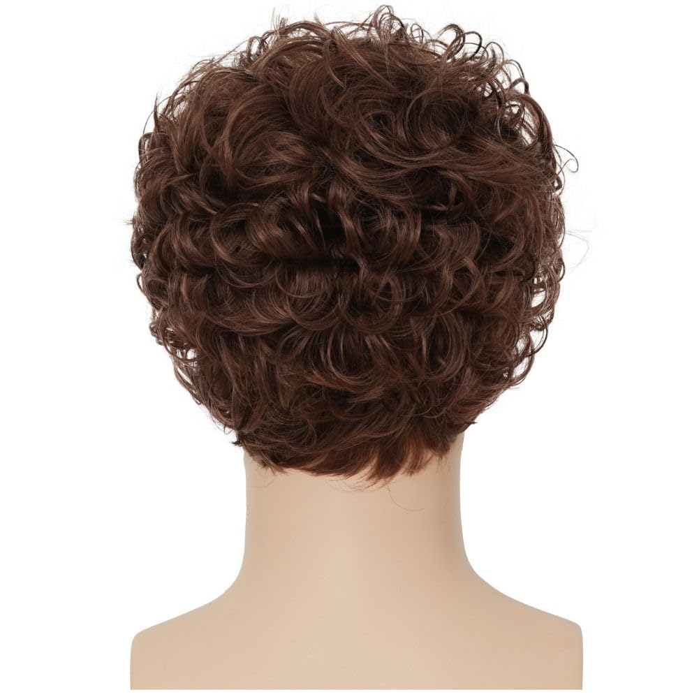 Braun Locken Kurze Perücke für Herren Synthetische Natürliche Fluffy Männliche Haar Cap Perücke Tägliche Party Gebrauch