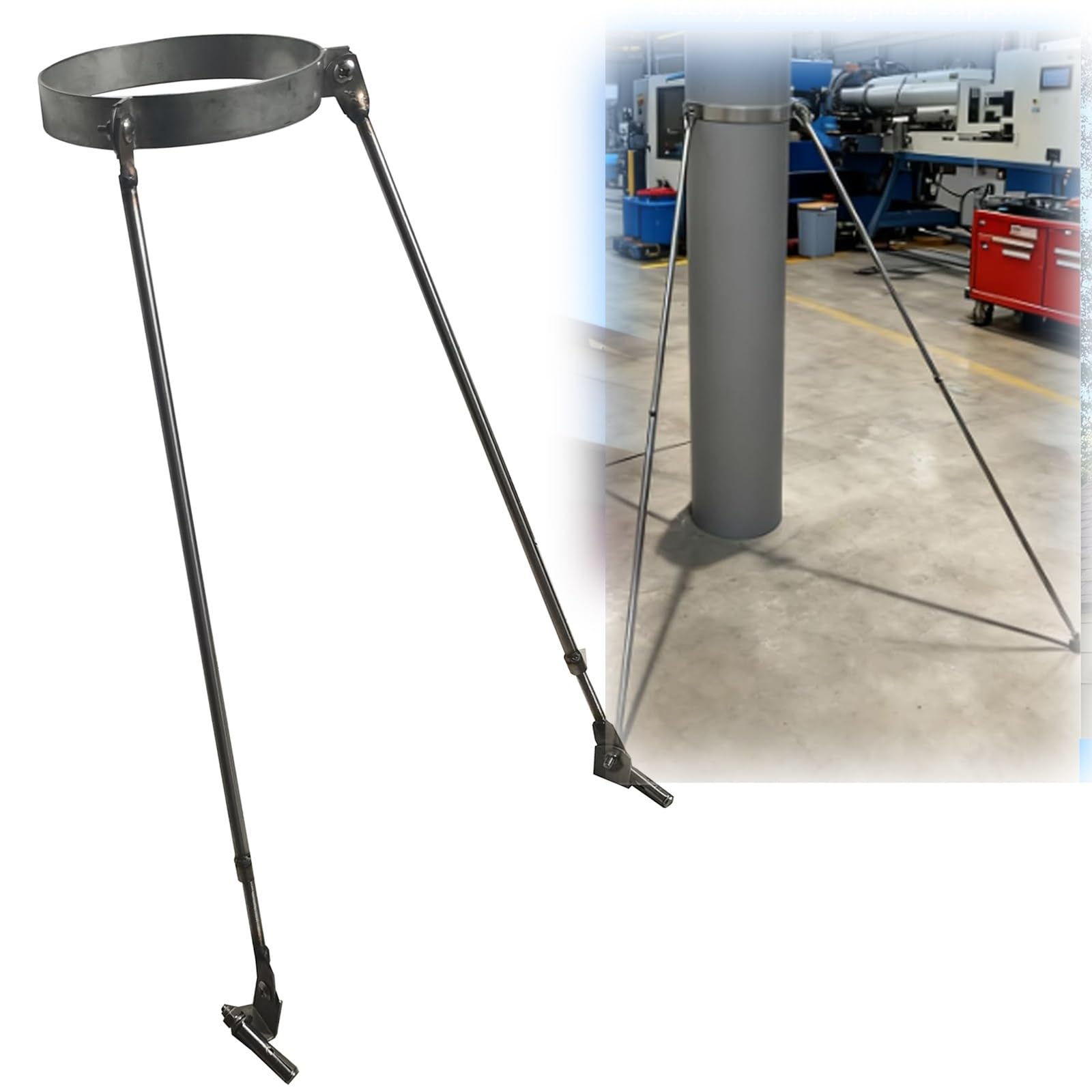 Soporte estabilizador redondo para suelo, techo, pared, soporte de acero inoxidable duradero para tuberías, mayor estabilidad