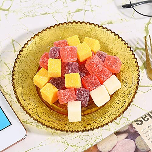 Sizikato 4Pcs Amber Glass Snack Plate With Lace Trim, 6-Inch Dried Fruit Plate Dessert Plate For Home And Ktv #TOP1