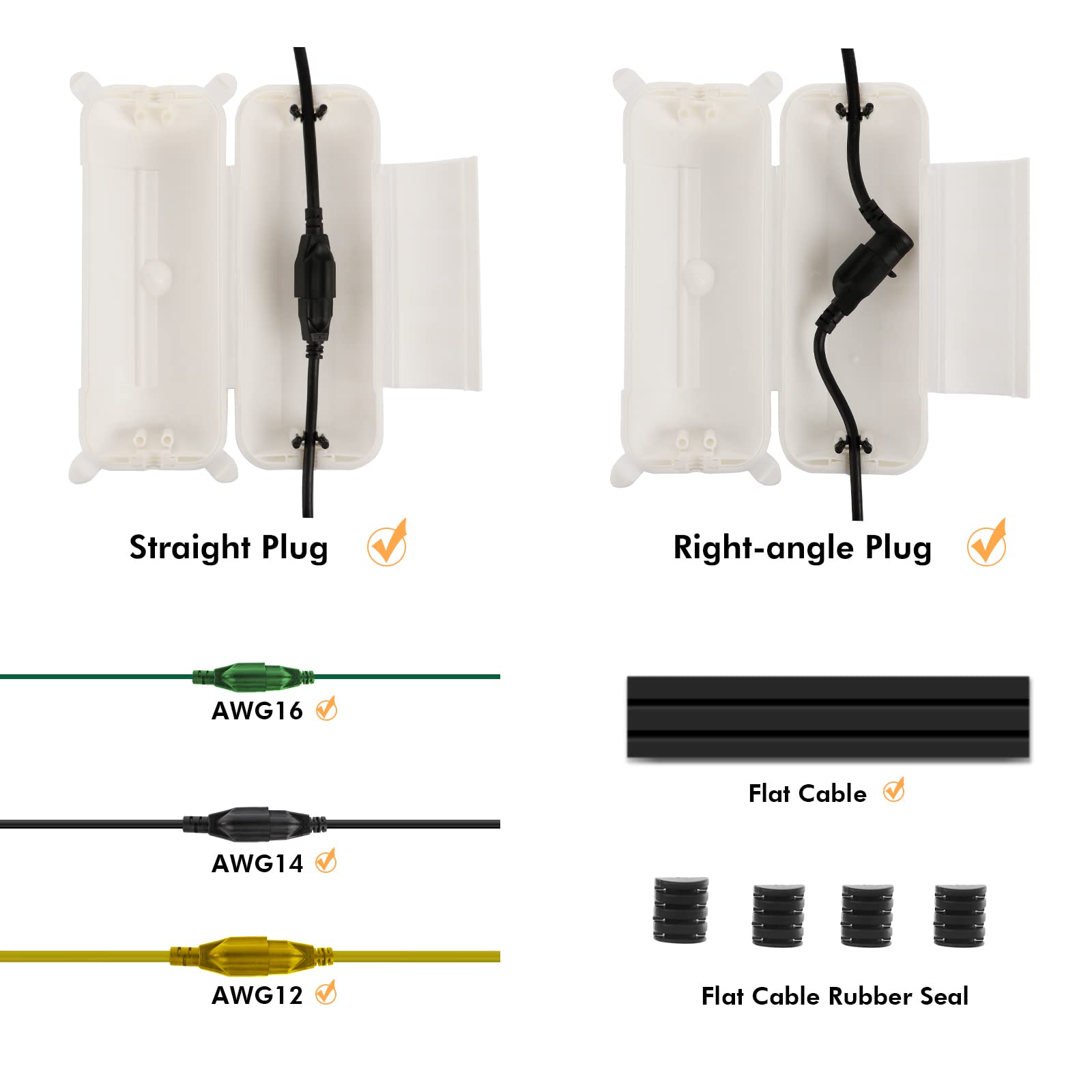 RESTMO Outdoor IP44 Waterproof Connection Box, Weatherproof Electrical Extension Cord Cover, Safety Seal Enclosure to Protect Holiday Decorations, LED Strip Light, Power Tool, Fountain, White