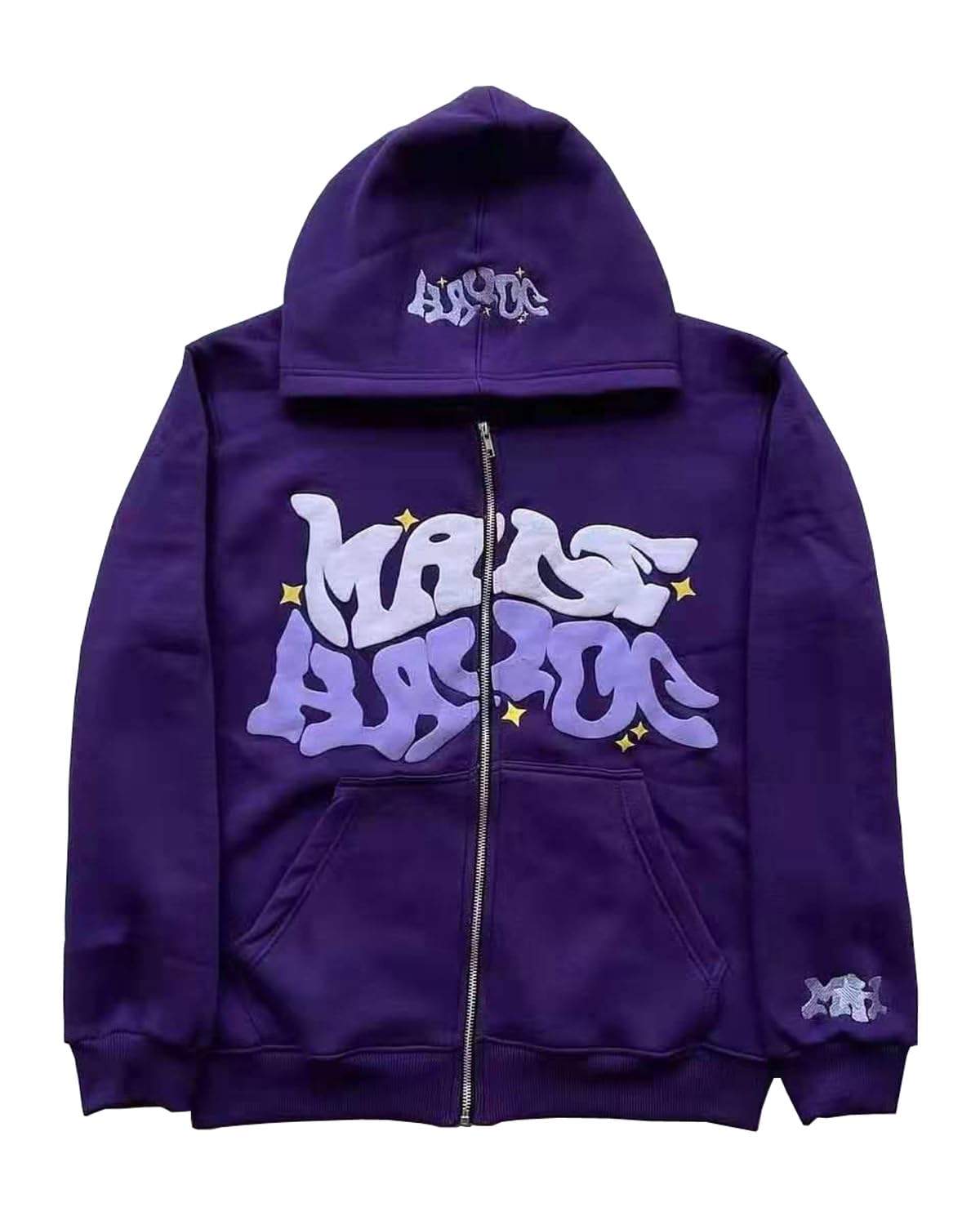Y2k Vestiti Zip Up Felpa Uomo Star Maglione Donna Felpa Oversize Harajuku Punk Streetwear Vestiti, Viola, Large