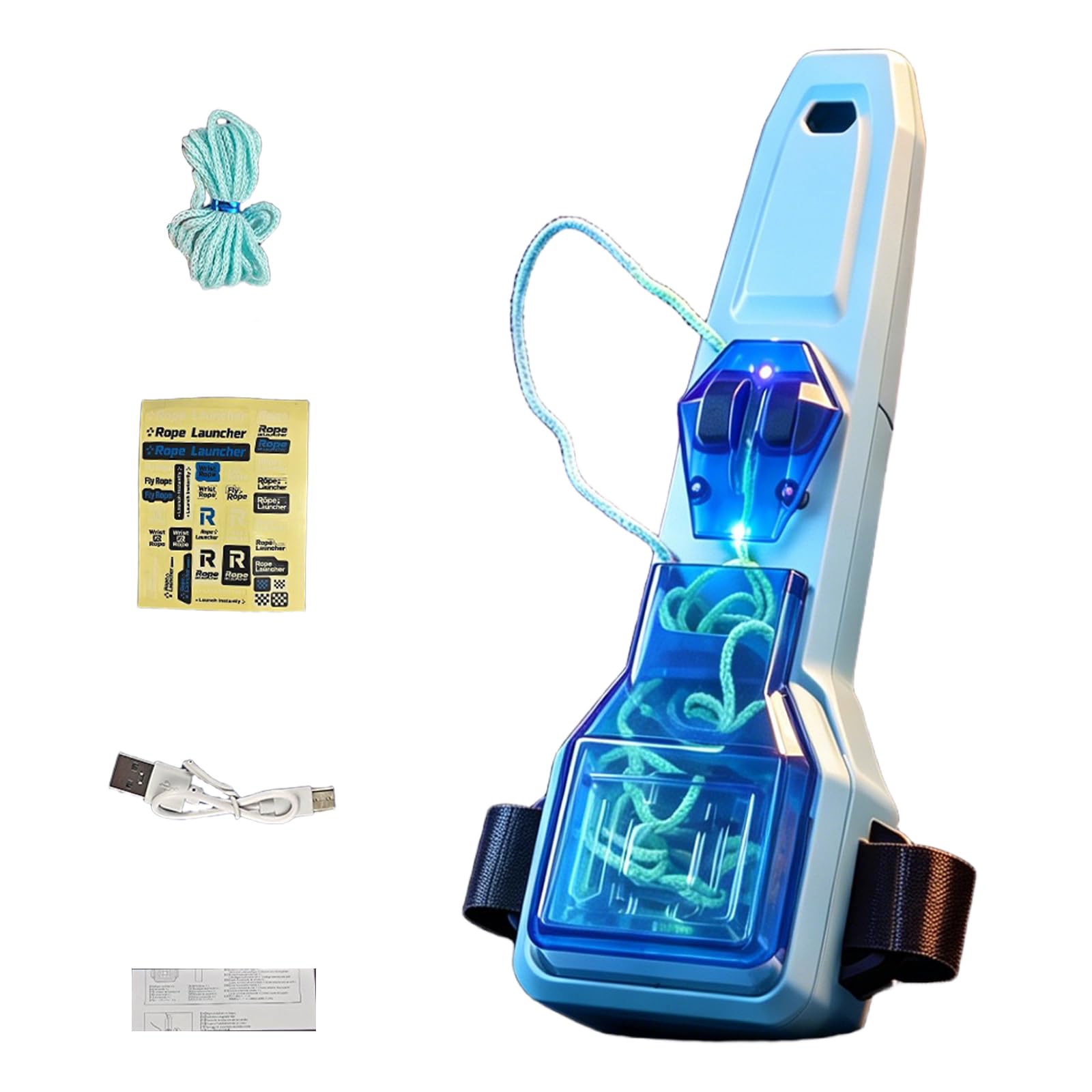Glow Electric String Launcher Toy, Automatic Web Shooter Outdoor Play Fun (blue)