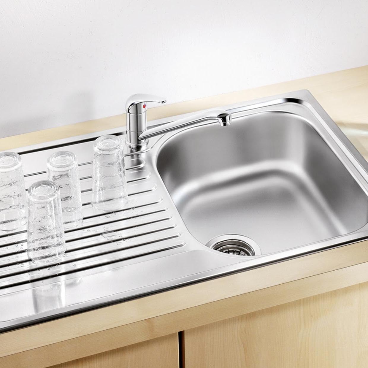 BLANCO TIPO 45 S Compact | Edelstahl | ohne Ablauffernbedienung | [78x50x17,4 cm] | für 45 cm breite Unterschränke | ohne Ablauffernbedienung | Widerstandsfähig gegenüber Kratzern