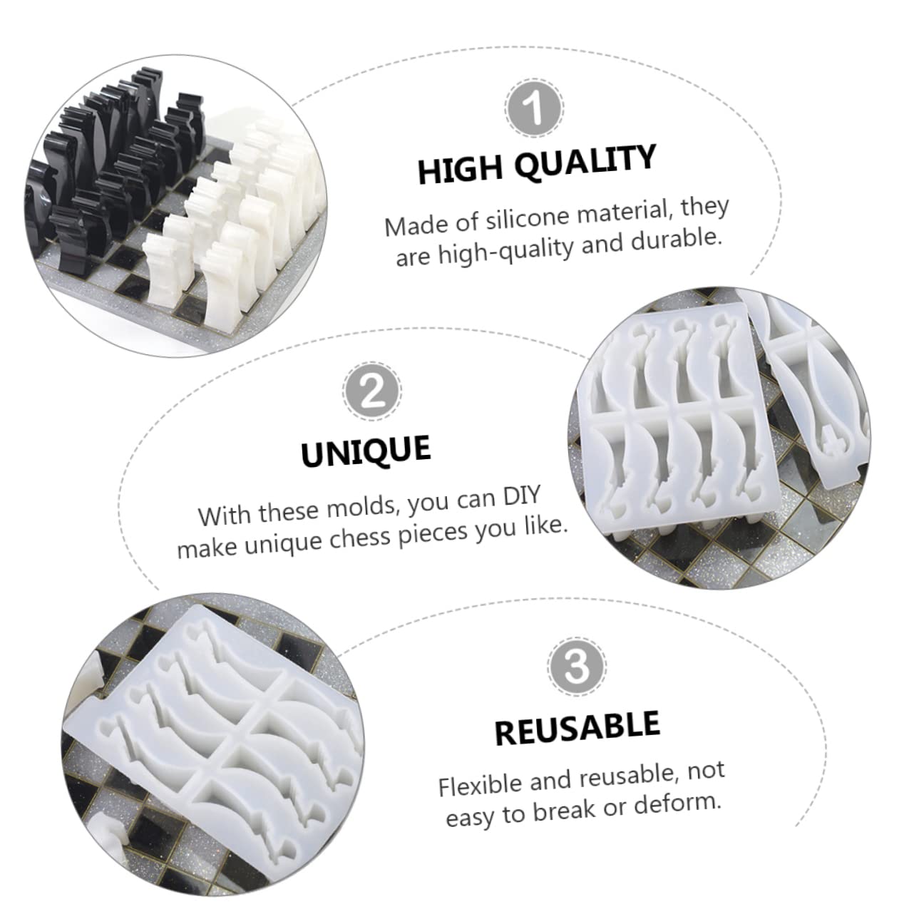 DOITOOL 2pezzi Stampi in Silicone Per Scacchi Stampi in Resina Epossidica Flessibili e Riutilizzabili Per Creare Pezzi Da Gioco o Decorativi