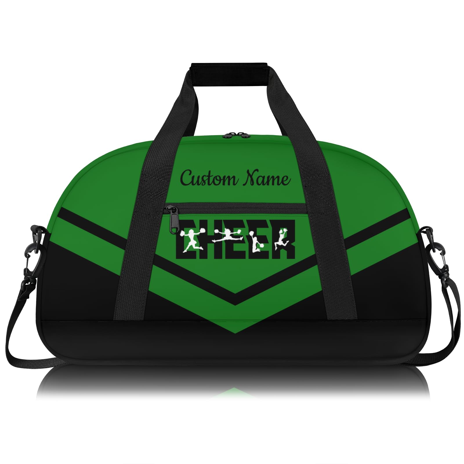 Personalised Cheerleading Duffel Bag for Girls | Custom Name Waterproof Sports Bag for Cheer, Gym & Travel | Cheerleader Team Gifts Bag with Adjustable Shouler Strap, Green Black