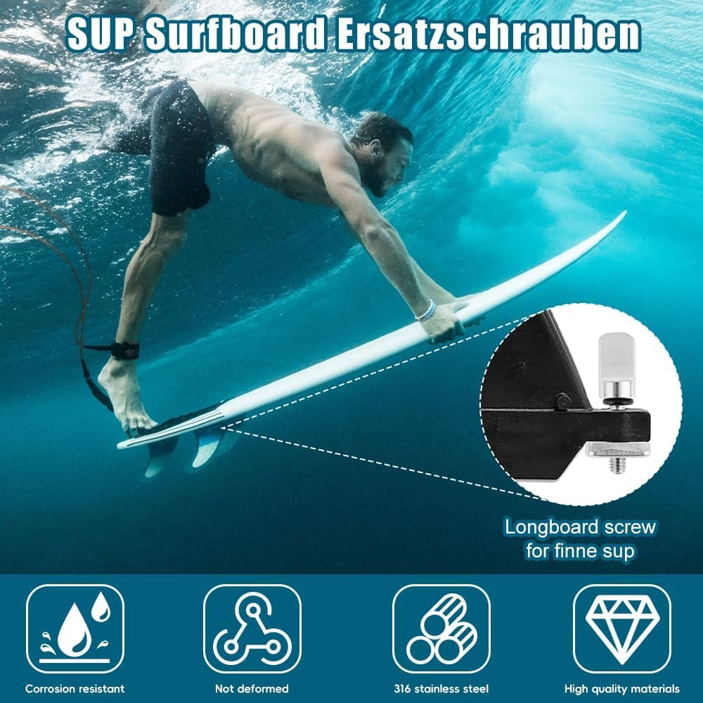 Tornillo de Tabla de Surf, 8PCS Tornillo de Aleta de Acero Inoxidable, Tornillo de Paddle Surf, Tornillo de Aleta para Sup, Tornillo Tabla de Surf para Longboard, Tablas de Remo de Pie