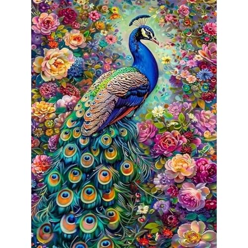 Image of HASTHIP Peacock 5D Diamond Painting Kit Full Drill Art Decor