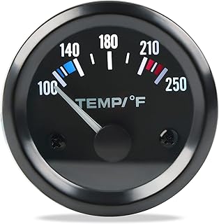 WATERWICH 2" 52mm Water Temperature Gauge 100-250℉ with LED Backlight Water Temp Thermometer Meter Kit DC12V for Ship Car Truck Vehicle Automotive Boat Marine