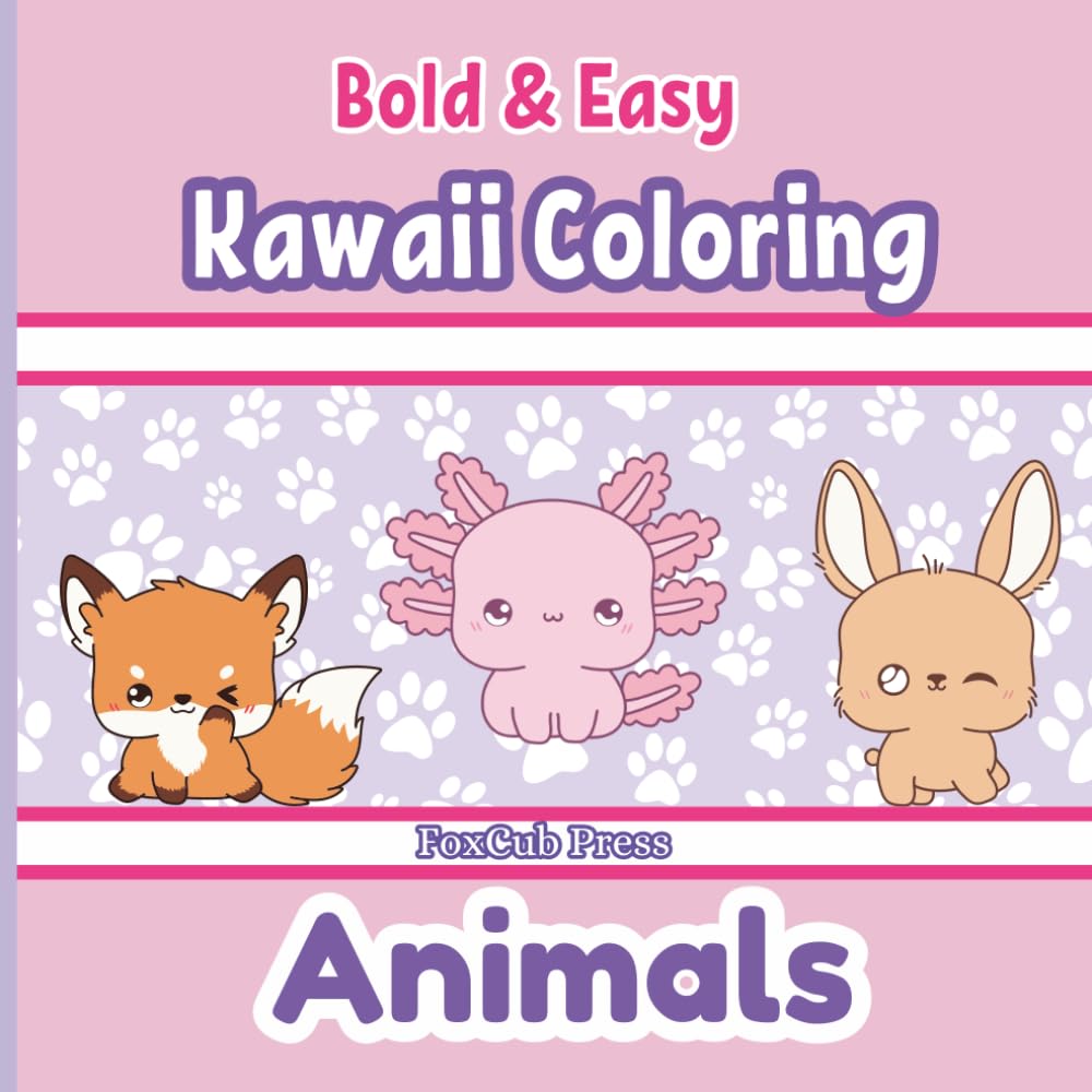 Kawaii Coloring: Animals: Bold & Easy