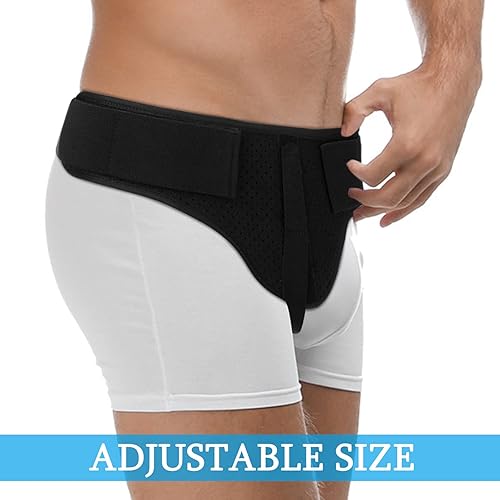 Miniatura 3 de Cinturones de hernia para hombres, soporte de ingle, lado izquierdo o derecho, soporte para hernia inguinal, refuerzo de dolor de ingle, ajustable,