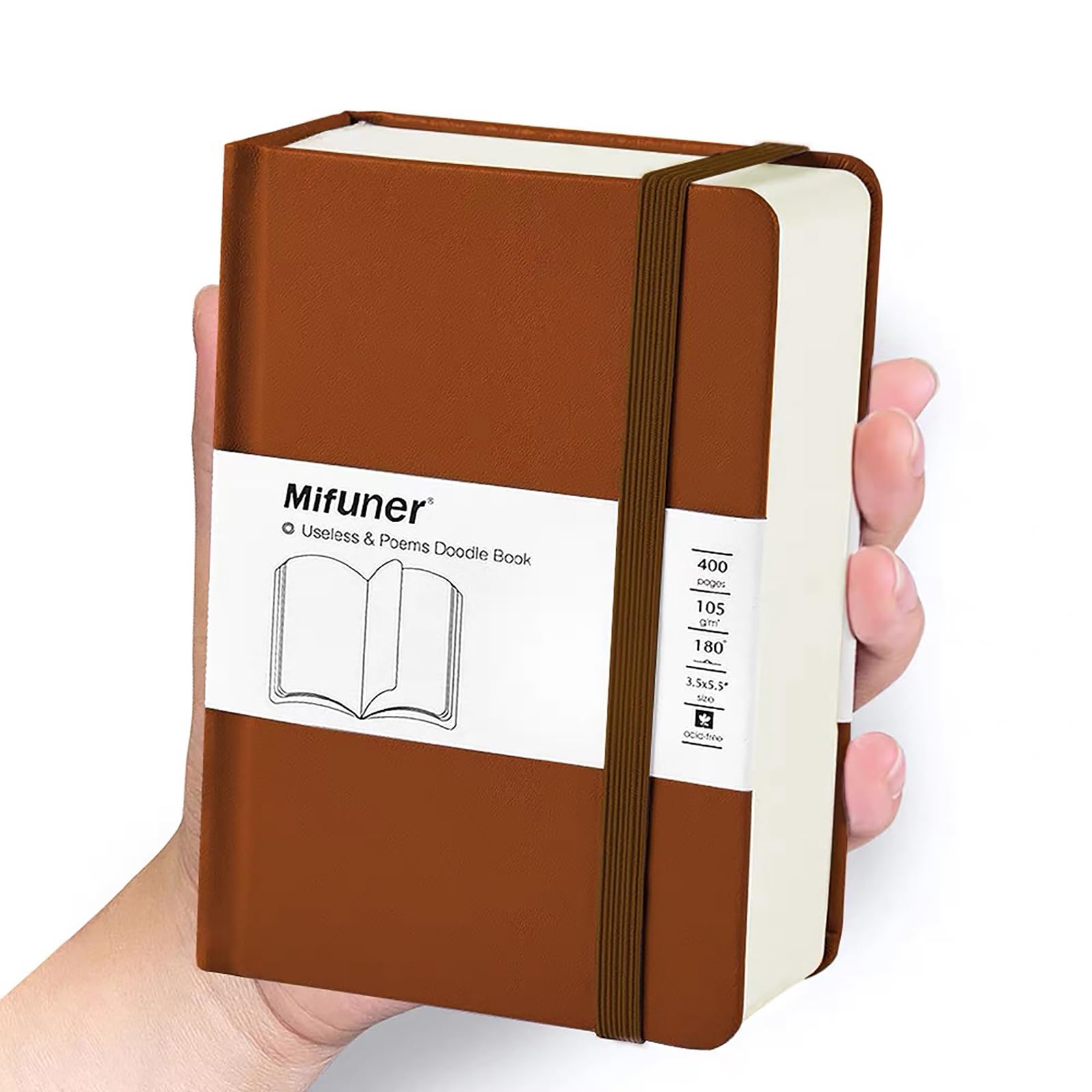 Mix Media Block, 8,9 x 14 cm, kleines Hardcover-Skizzenbuch, Leder, 105 g/m², 200 Blatt/400 Seiten, säurefrei, künstlerisches Malen, Zeichnen, Skizzieren, Schreibpapier, handliches Taschenbuch
