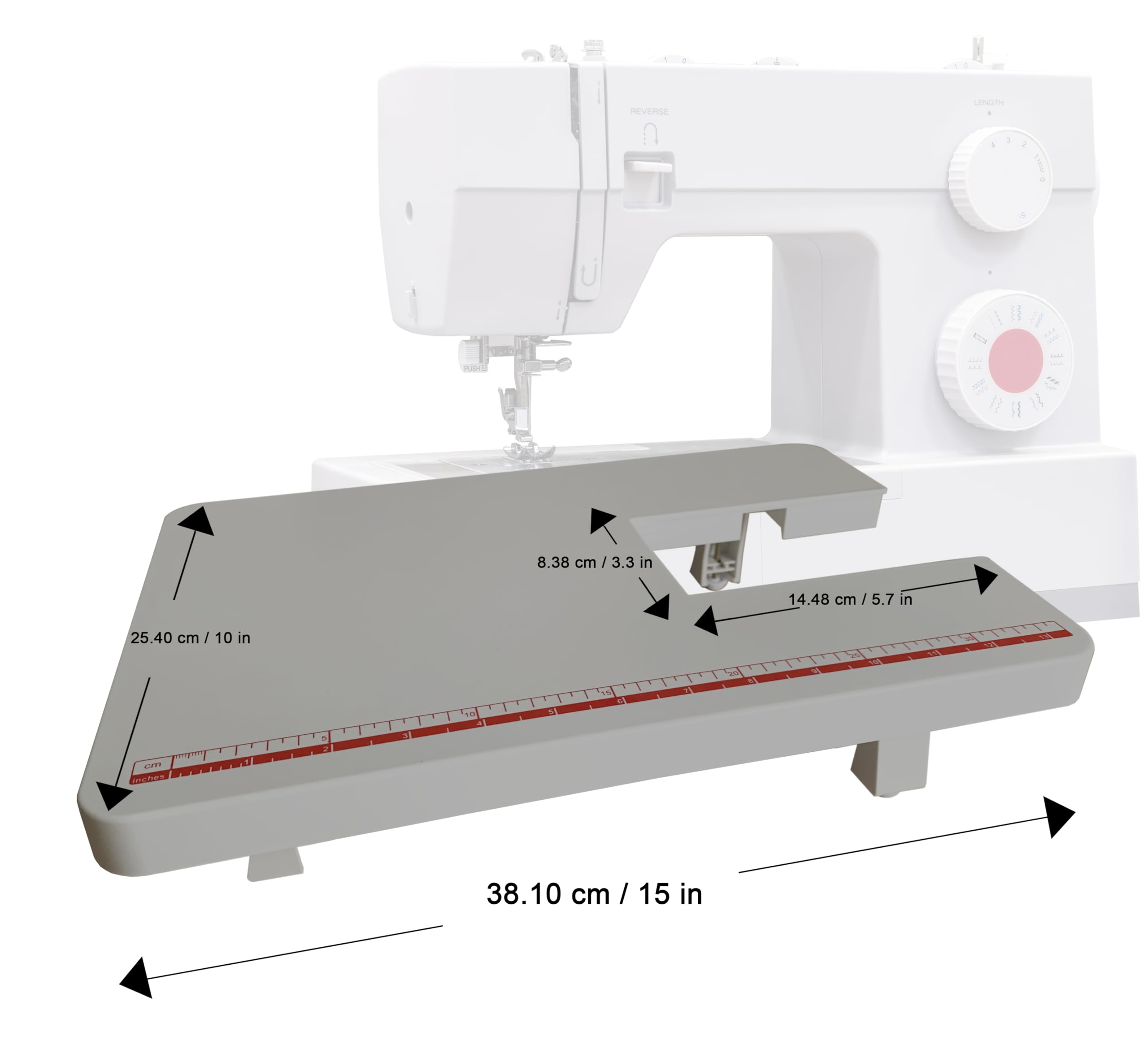 StitchTech Mesa de extensión para máquinas de coser compatible con máquinas de coser Singer Brand 44S, 4411, 4423, 4432, 4452, 5511, 5523, 5532, 6335, color gris