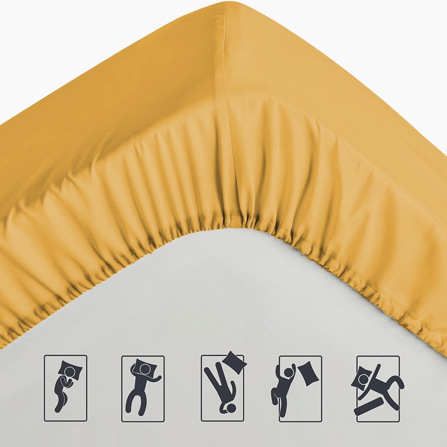 Pamposh Fitted Sheet 160 x 200 cm, Extra Deep Pocket 40 cm (16 Inches), Durable Elastic Bed Sheet - Image 4