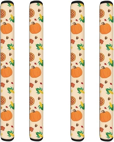 Miniatura 2 de Juego de 4 fundas para manija de puerta de refrigerador con diseño de calabaza y cosecha otoñal, para lavavajillas, horno, nevera, para