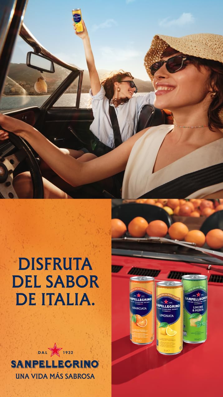 San Pellegrino Refresco Naturali Limón y Menta, Pack 6 Latas de 33cl