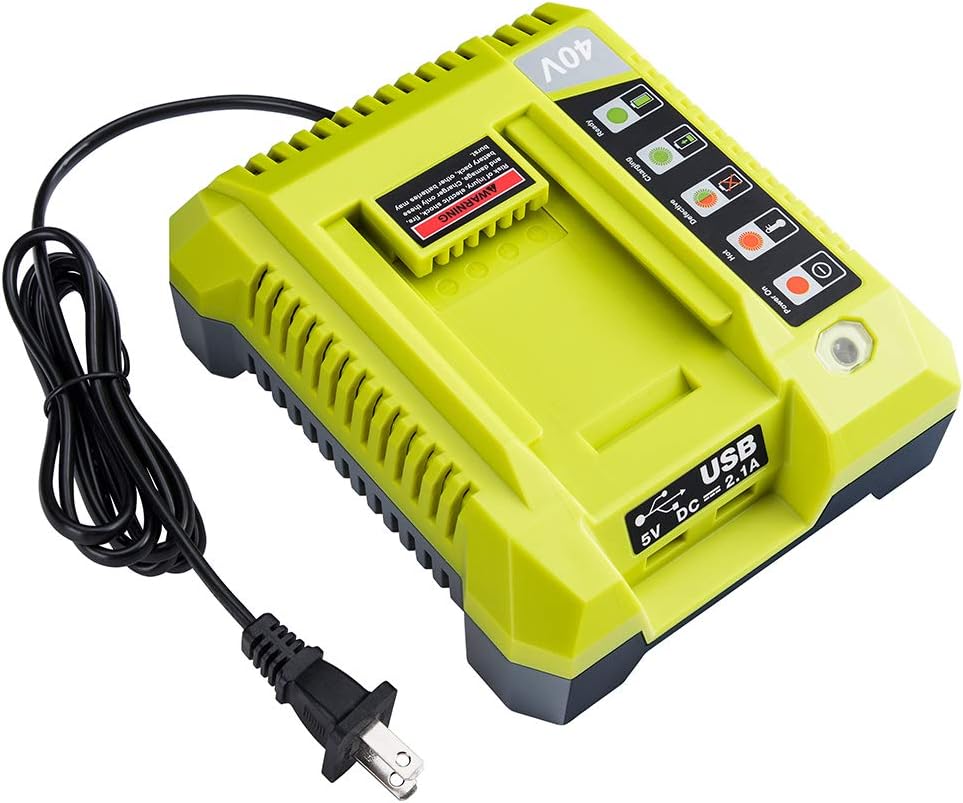 40V Charger for Ryobi Battery, Hipoke OP401 Lithium-ion Battery Charger for OP4015 OP4026 OP4026A OP4030 OP4040 OP4050 OP4050A OP4060 OP40261 OP40301 OP40401 OP40501 Ryobi 40V Lithium-ion Battery