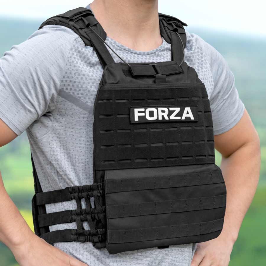 FORZA Tactical Weighted Vest | Adjustable Vest with Weight Capacity Up to 22kg - Ideal for Endurance Training & Conditioning (Black, 23.5kg)