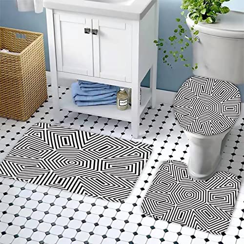 Badezimmerteppich-Set 3Teilig Mandala rutschfest Waschbar Badematte Badezimmer Weich Mikrofasern WC-Deckelbezug… – Bild 4