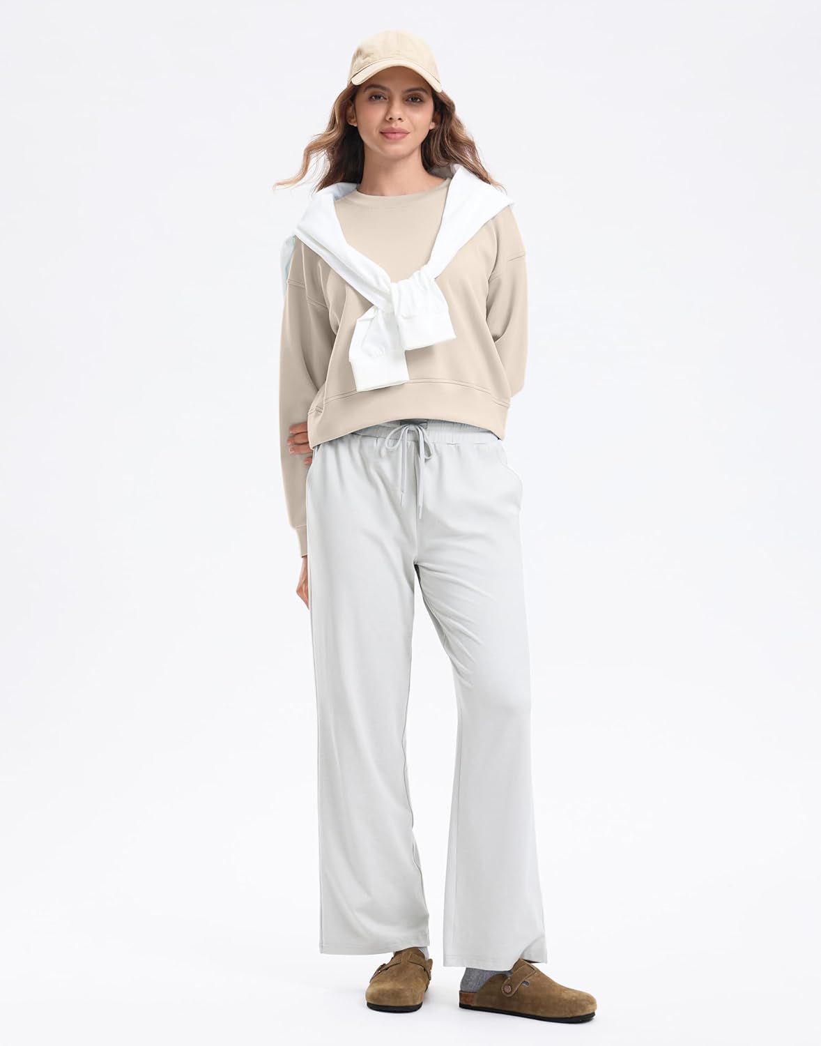 SANTINY Fleece Cropped Sweatshirts for Women Soft Crewneck Sweatshirt Pullover Long Sleeve Workout Crop Tops - Image 5