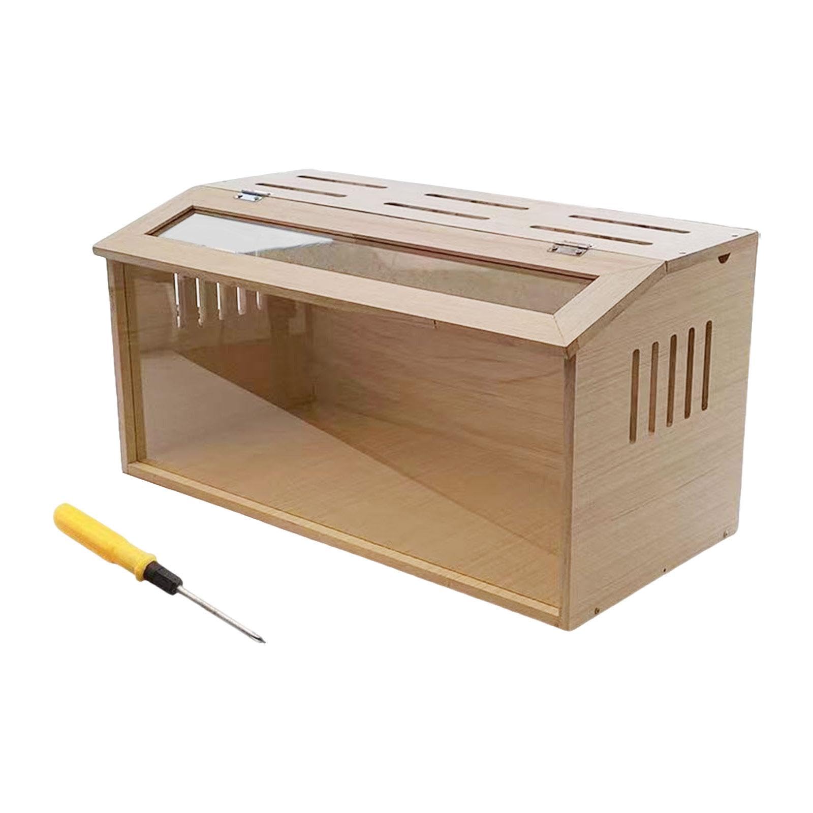 Caja de Criadero de Madera para Pollos, 60x30x30cm (24x12x12in), Transparente, Versátil para Codornices, Reptiles, Roedores y Erizos