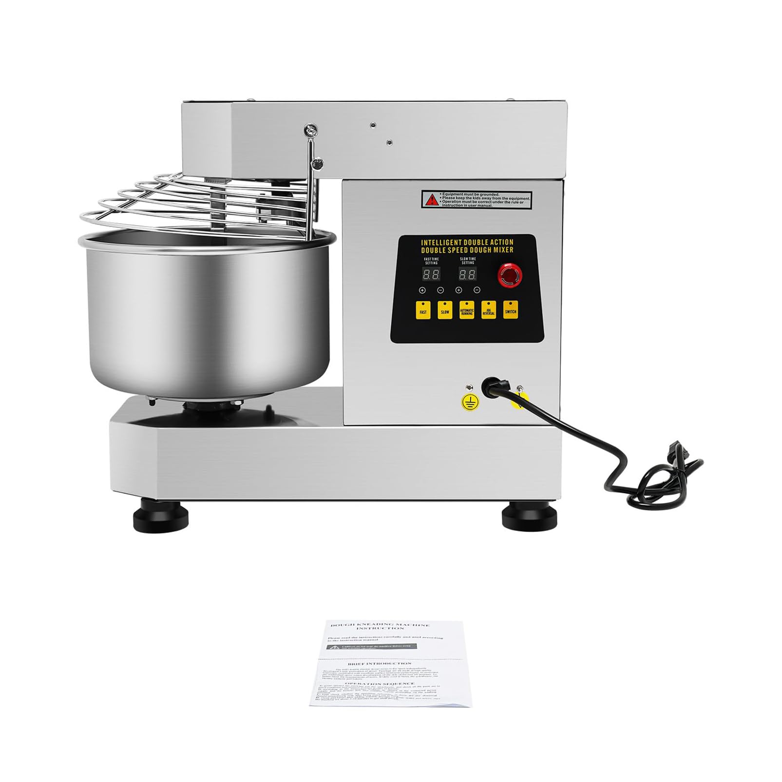 ZHJOPP Professional 750W Spiral Dough Mixer, 10L Stainless Steel Bread Dough Kneading Machine, for Bakery, Pizza & Home